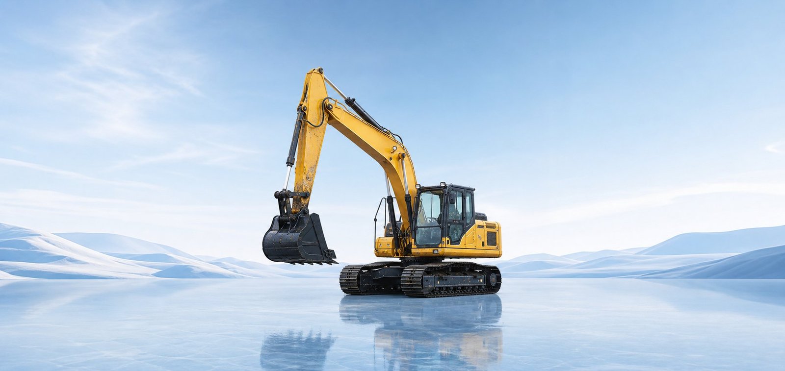 Used yellow excavator prepared for export